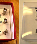 Premium Carbide Tipped Router Bits Six Piece Dovetail And Box Joint Kit 1/4 Inch Shank in storage box showing bits and labels.