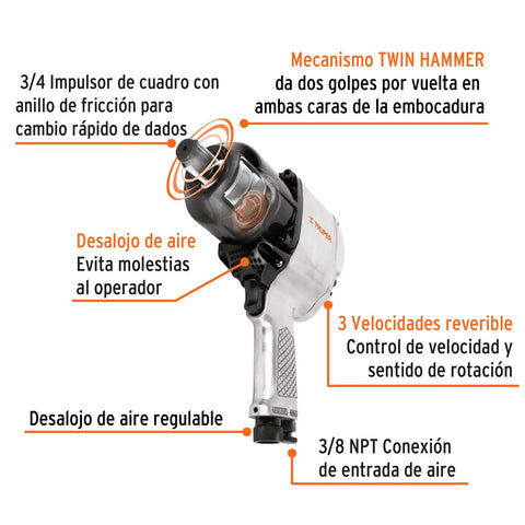 Heavy Duty Pneumatic Impact Wrench 3/4 Inch Drive For Serious Mechanic Jobs That Delivers Serious Bang For Your Buck And Handles Tough Bolts Without Missing A Beat