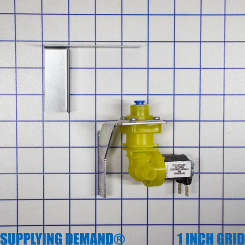Ice Machine Water Valve Replacement Kit IH9121 000009121 With Brackets And Screws, 220/240V 50/60Hz 6W 1.8GPM, grid background.