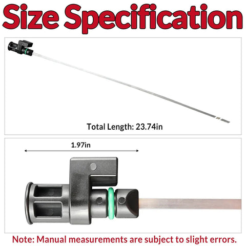 Size specifications of Nissan Transmission Dipstick Fluid Level Gauge 31086-JA00A 31086-JA000 For Altima Rogue Maxima Murano 2006-2022 CVT