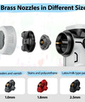 Three brass nozzles in different sizes for Cordless Paint Sprayer With Dual 2000 Mah Batteries And 1200W HVLP Gun.