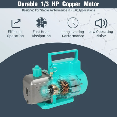 Heavy Duty Garage Staple 4.5 Cfm 1 3 Hp Vacuum Pump with durable 1/3 HP copper motor design for HVAC applications.