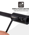 Close-up of GEINXURN hole saw extension chuck, 12-inch length, 1/2-inch hex shank, black metal with hex key engaged.