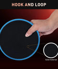 Hand holding pad from Six-Piece Polishing Pad Kit For Car Detailing With Sponge And Wool Pads, 5.6 Inch (125mm), hook and loop base.