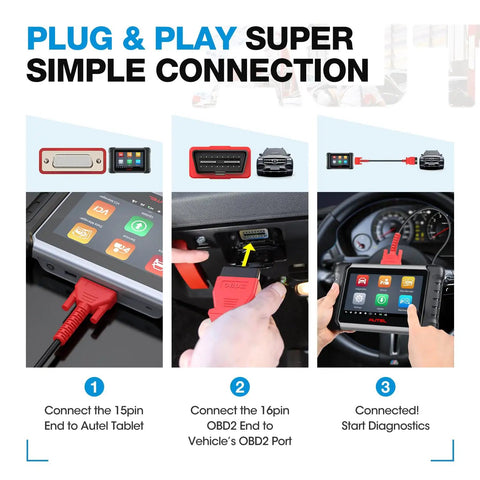 OBD2 Diagnostic Cable For 808 Series Scanners 16 Pin DB15 OBDII Adapter With 5.6Ft Cable 1.7M Length Flexible connection steps
