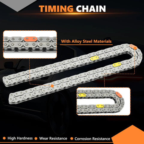 Timing Chain Set With VVT Gear For 1.6L Kia And Hyundai Cars featuring alloy steel materials in close-up view