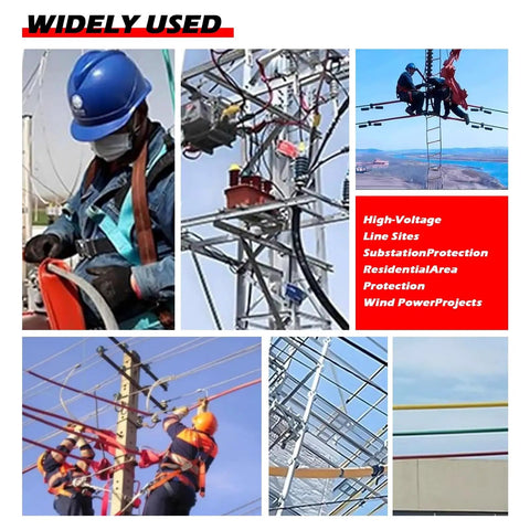 Workers using 35KV Cable Protector Silicone Sleeve For Outdoor Power Lines on utility poles and substations.