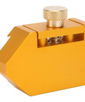 Brass Ruler Positioning Adjuster For Woodworking And Carpentry, locks steel rulers, side view showing brass material and knob