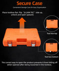 Orange molded case for Heavy Duty One Half Inch Drive Impact Socket Set With Adapters And Ratchet Handle.