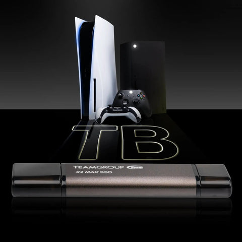 Blazing Fast 1TB X2 Max Portable SSD With 1000 MB Per Second Transfer, Type C And Type A USB 3 Gen2, with gaming consoles