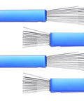 Pro Grade Torch Tip Cleaner Kit With 13 Wire Files And Flat File Includes 4 Cleaners In 5 Inch And 3 Inch Sizes For Welding Carburetor Jets Gas Cutting Torches And Small Hole Maintenance, shown with blue handles and metal wires extended.