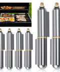 Six Pack 4 Inch Heavy Duty Bullet Hinges with detachable design for BBQ smoker grill lids and gates, carbon steel, gray finish