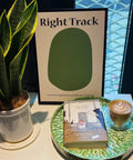 Next Level 12.5 Inch Wooden Lazy Susan With Mother Of Pearl Inlay, Super Heavy Duty Spinning Turntable Serving Tray For Kitchen Islands Or Cookouts, Straight Up A Showstopper with coffee and book on vibrant tray.