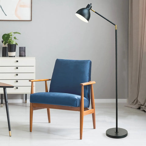 Go To Modern Adjustable Floor Lamp For Living Room Bedroom And Office Black Standing Lamp With Bronze Accents 54.5 Inches Tall