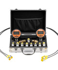 Digital Hydraulic Pressure Test Kit With Dual Gauge 0 To 10000 PSI Manometer Tester Includes Nine Test Couplings Two Quick Release Couplers