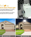 Outdoor 150W LED Flood Light With Dusk To Dawn Photocell Beefy 3 Heads Adjustable Wide Beam IP66 Waterproof 5000K Daylight