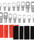 Secure Battery Terminal Connectors Kit With Tinned Copper Wire Lugs And Polyolefin Heat Shrink Tubing For Reliable Automotive and Diy Electrical Connections That Hold Tight Without Failing. assorted tinned copper lugs and heat shrink tubing