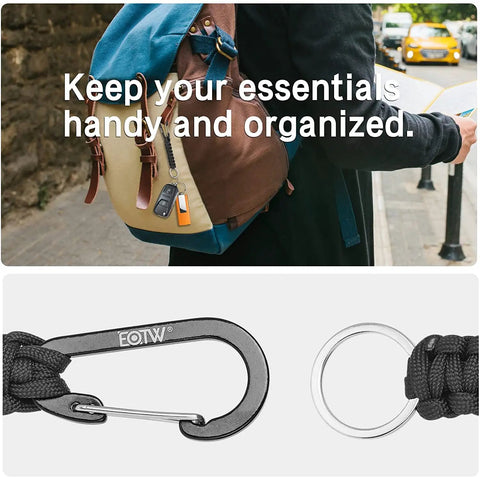 Paracord Keychain For Men And Women With Carabiner And Aluminum Clip on backpack, Durable Military Braided Nylon Lanyard