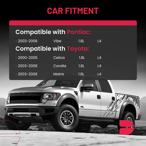 Compatibility list for Two Pack Rear Wheel Bearing And Hub Assembly For Toyota Celica 2000 2005, Corolla 2003 2008, Matrix 2003 2008, Pontiac Vibe 2003 2008 With Five Lug Front Wheel Drive Non ABS
