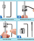 Instructions for using Seven Piece Pencil Trimmer Kit For Pen Turning Pro Grade Precision Cutter System, including hex wrench.