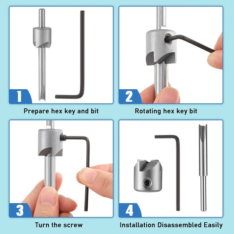 Instructions for using Seven Piece Pencil Trimmer Kit For Pen Turning Pro Grade Precision Cutter System, including hex wrench.