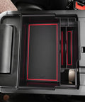 Ford Explorer Center Console Organizer Tray Custom Fit For 2020 2021 2022 2023 2024 2025 2026 with red-lined compartments