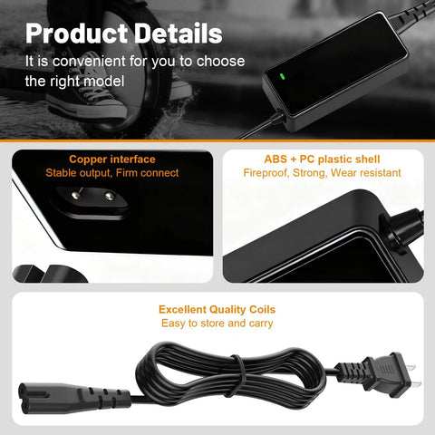 UL Certified 42V 2A Smart Charger For 36V Lithium Batteries Universal 100V 240V Input Fast Must Have Replacement Power Adapter For Scooters E Bikes And E Boards 5.5x2.1mm DC Connector Portable Home Travel Outdoor