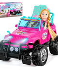Kid Friendly Remote Control Car With Doll Seat Fits Two 5.5 Inch Dolls 2.4GHz RC Toy For Girls Easy Peasy Operation Pink Ride On
