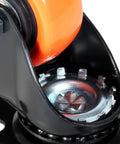 Close-up of Heavy Duty 3 Inch Swivel Plate Casters Set Of 4 With Secure Ab Locking Mechanism And Non Marking Pvc Wheels showing caster wheel and base.