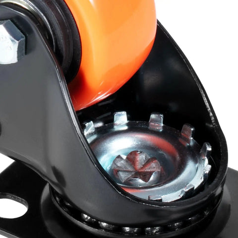 Close-up of Heavy Duty Three Inch Swivel Caster Set With Slick Rolling Non Marking Pvc Wheels showing dual ball bearings.