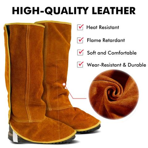 Extra Long Leather Welding Spats Built To Last Tough As Nails With Heat And Abrasion Resistant Boot Covers