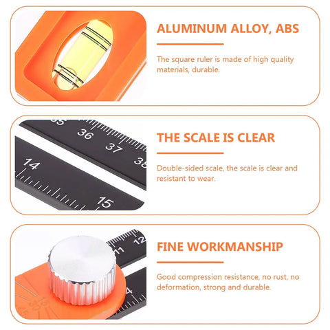 High Precision Carpentry Marking Ruler T Shaped Measuring Tool for Angles with Aluminum Alloy ABS and double sided scale