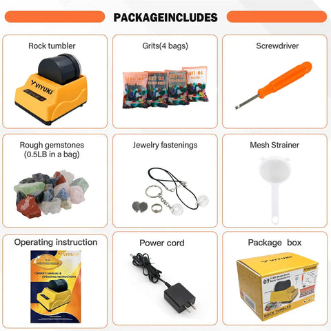 Rock Tumbler Kit Lets You Turn Rough Rocks Into Sparkly Gemstones With 4 Polishing Grits, Jewelry Findings, Guide, Motor