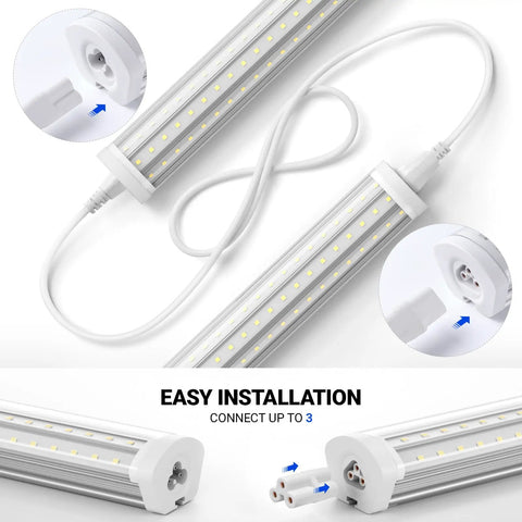 8 Foot LED Shop Light With 140W Output And 17000 Lumens, 5000K Daylight, linkable design, close-up installation view