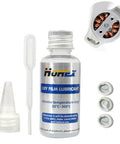PFPE Dry Film Lubricant For Drones, 30ml bottle with precision nozzle and components, ideal for propeller shafts and UAV maintenance.