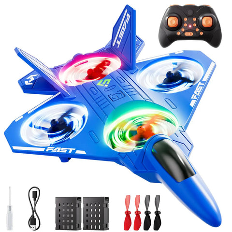 Blue Kid Friendly RC Airplane Drone With One Key Takeoff Landing Headless Mode 360 Degree Flips Auto Hover For Beginners Outdoor Toy