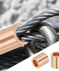 One Eighth Inch Copper Wire Rope Stop Sleeve Gold Round Crimp Ferrules For Wire Rope And Cable 25 Pcs Must Have Waterproof Rustproof Corrosion Resistant Heavy Duty Crafting And Rigging Essentials, copper ferrule on wire rope