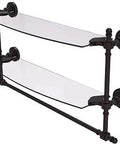 Retro Dot Collection 18 Inch Two Tier Glass Built In Towel Bar Shelf With Concealed Mounting Hardware In Antique Bronze