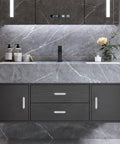 Modern bathroom vanity with marble backsplash and Self Stick Push Pull Helper White Hidden Cabinet Handle Made From ABS Plastic Ideal For Doors Windows Wardrobes And Cabinets Provides Instant Drawer And Furniture Handle Solution Set Of 20 installed.
