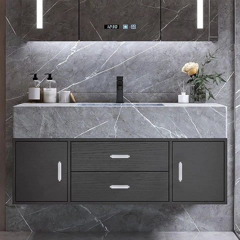 Modern bathroom vanity with marble backsplash and Self Stick Push Pull Helper White Hidden Cabinet Handle Made From ABS Plastic Ideal For Doors Windows Wardrobes And Cabinets Provides Instant Drawer And Furniture Handle Solution Set Of 20 installed.