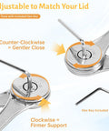 Close-up of Heavy Duty Mechanical Lid Stay Hinge 110-Degree Adjustable Soft Close showing adjustment mechanism with hex key.