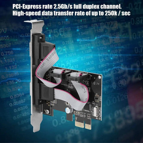 PCI Express To RS232 Serial Port Adapter Card With Two Port High Speed Data Converter For Industrial Automation and Data.