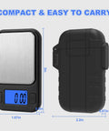 Ultra Precise 200G Milligram Scale With 0.01G Readout, Handy Pocket Digital Scale With Storage Case, 8 Units, Black, shown with dimensions
