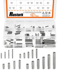 110 Piece Dowel Pin Set In 304 Stainless Steel, 22 Sizes From M2 To M5, Cylindrical Shelf Pins And Rod Fasteners For Mechanical Projects, Manufacturing, And DIY Use, clear case