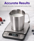 Stainless Steel Measuring Cup With Handle Upgraded 3 In 1 Cup ML Ounce Scale 16 Ounces Half Liter Two Cup Capacity on digital scale