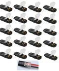 Two Pin LED Strip Light Connectors With Locking Buckle Quick Plug In Splice Clips for 22 18 AWG Wires, bulk pack