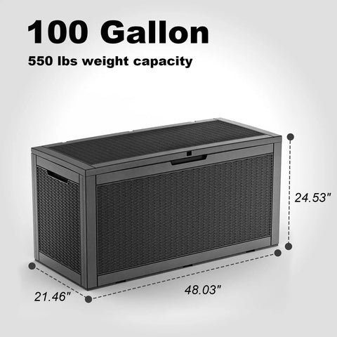100 Gallon Resin Deck Box Lockable Outdoor Storage Chest For Patio Furniture And Garden Tools Built Tough Weatherproof Waterproof
