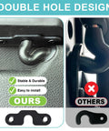 Comparison of Heavy Duty Sun Visor Repair Kit With Stainless Steel Clips for Jeep Wrangler and Gladiator, showing double hole design.
