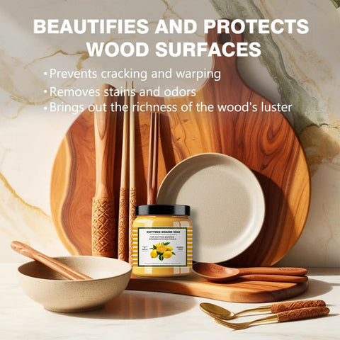 Straight Up Beeswax Cutting Board Finish Wax Blended With Carnauba And Fresh Lemon Orange Oils To Nourish Wood Butcher Blocks And Keep Your Kitchen Gear Looking Sharp 3.5 Oz Tin on wooden kitchenware.