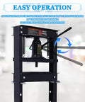 Heavy Duty 20 Ton Hydraulic Shop Press With Adjustable H Frame And Steel Press Plates Floor Mounted Bearing Press showing easy operation features and detachable handle.